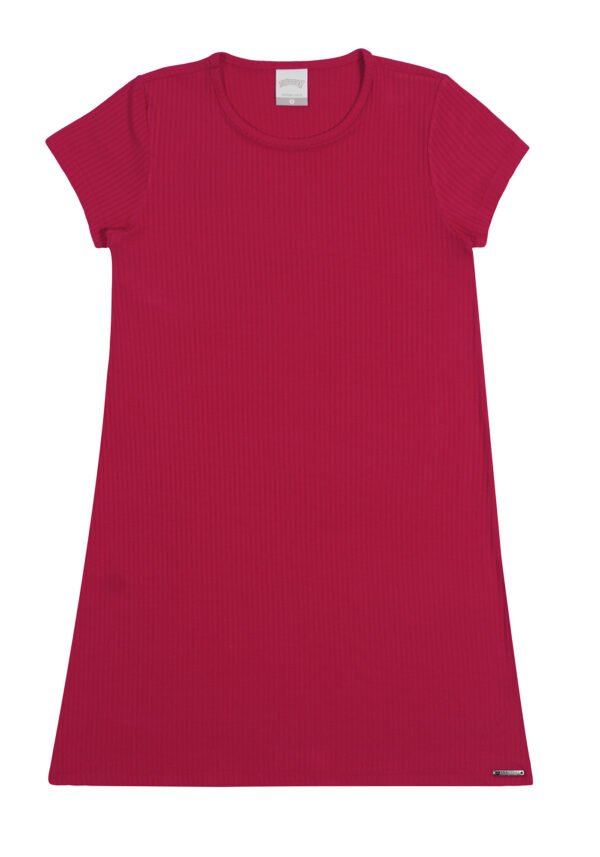 Vestido Manga Curta - Canelado Vermelho Stop