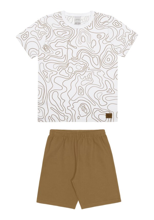 Conjunto Meia Malha Moleton Abstrato Branco