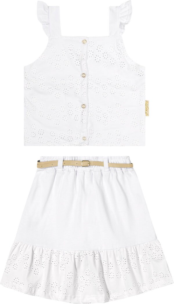Conjunto Saia Shorts Malha Laize Branco Angero