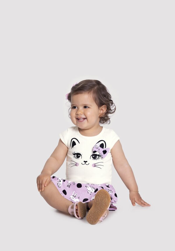 Conjunto Malha Cotton Nikko Coelha Fofa Lilas