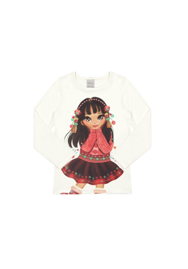 Camiseta Manga Longa Malha Modelli Vermelho Pomme