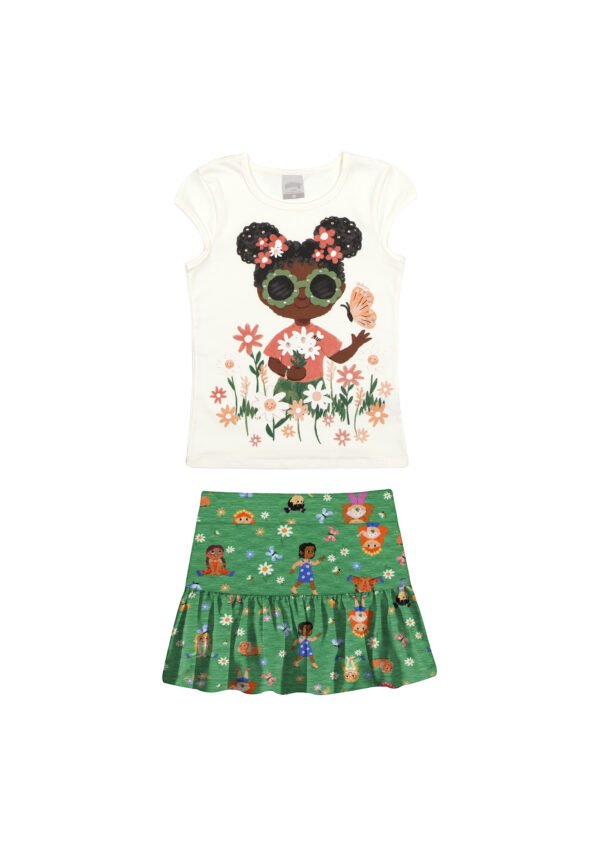 Conjunto Cotton Meia Malha Penteado Jardim Verde