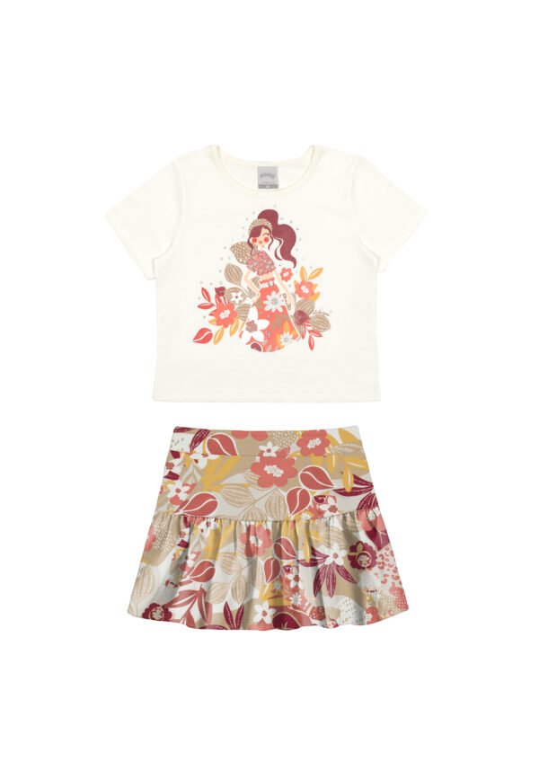 Conjunto Meia Malha Penteado Tropicalia Bege - Alakazoo